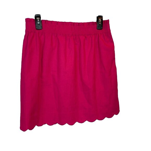 J.Crew Factory $70 Scalloped Linen Cotton Skirt Begonia Pink Size 6 AL195 - Picture 5 of 6